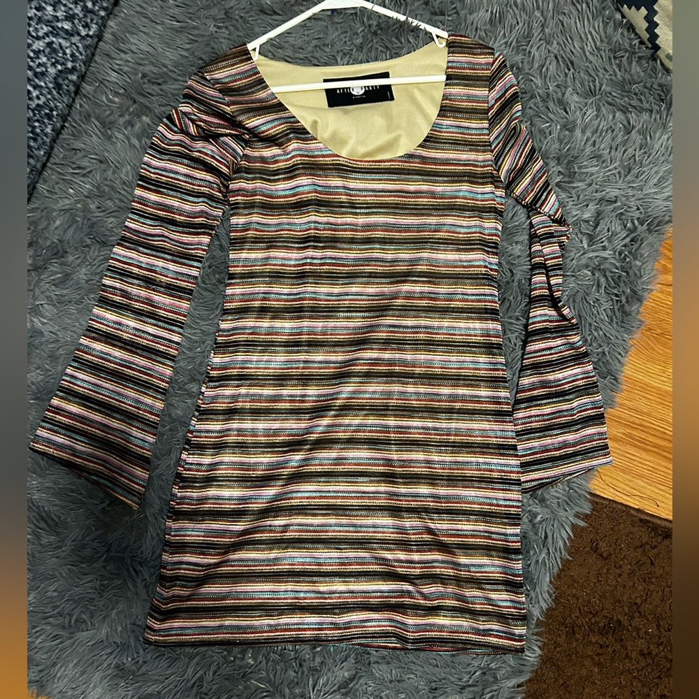 Nasty Gal small multicolor striped flare sleeve dress